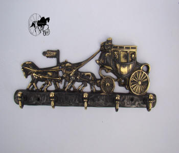 Solid Brass Horse Pulling Stage Coach Coat Rack CH2