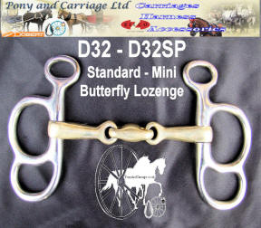 Butterfly Lozenge  Mouth Carriage Driving Bit Style D32 - D32SP