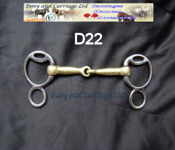 French Jointed Mouth Two Slot Carriage Driving Bit  D 22 