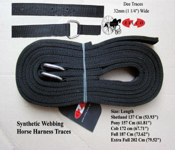 Zilco Horse Harness Traces Tedex Synthetic Webbing