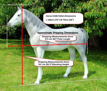 Life Size Horse Model G186 Shipping Measurements