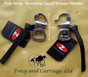 Two Pole Strap - Breeching Quick release Closed End Swivel snap shackles