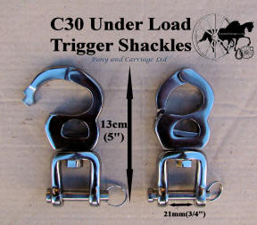 Two Quick release Under Load Trigger swivel snap shackles stainless steel