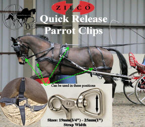 Zilco Pair of Quick release parrot clips Known also As Rein Snaps