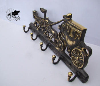 Solid Brass Horse Pulling Stage Coach Coat Rack CH2-4